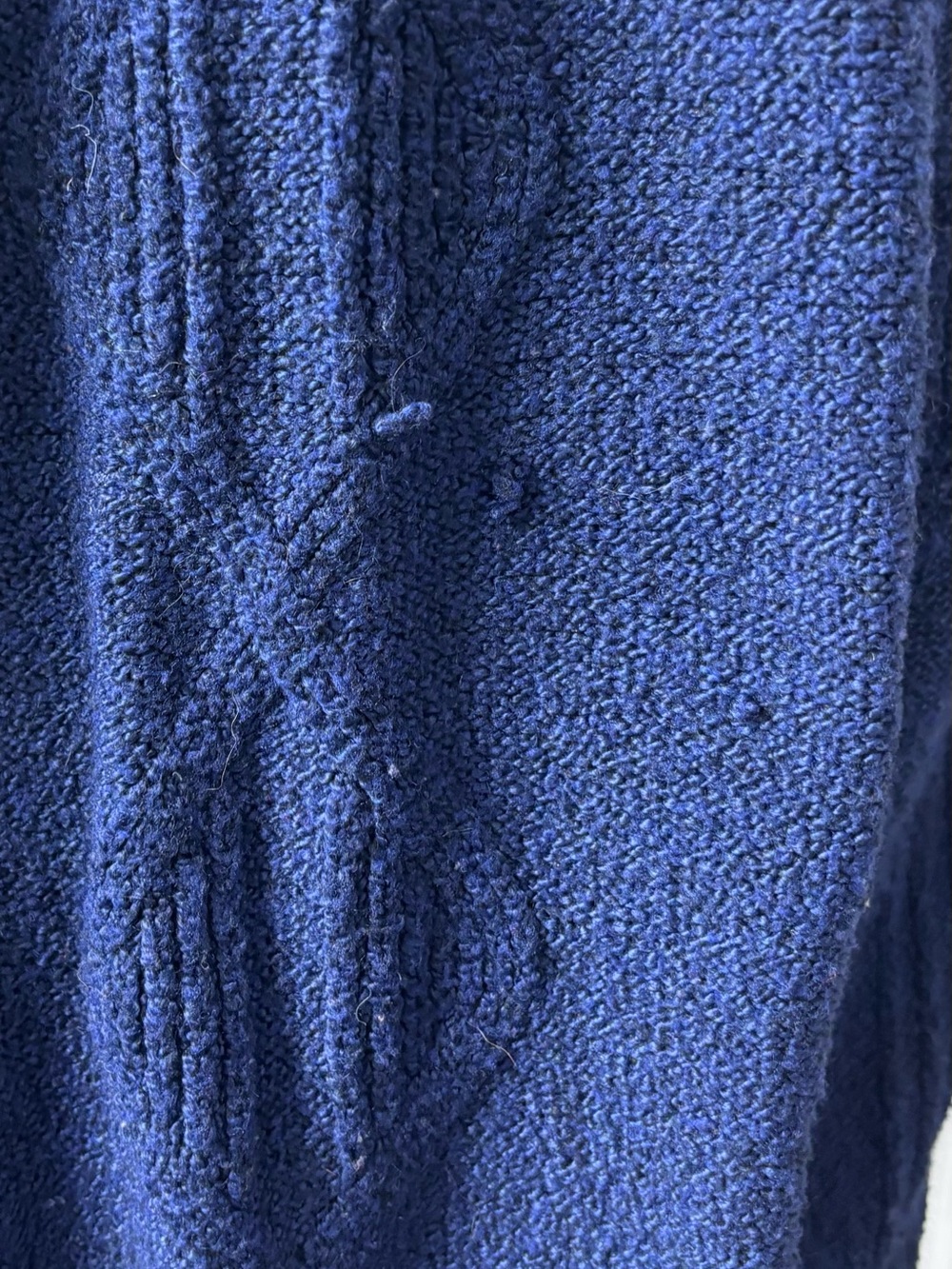 St. John's Bay Navy V-Neck Cable Knit Sweater with Three Buttons - Picture 4 of 7